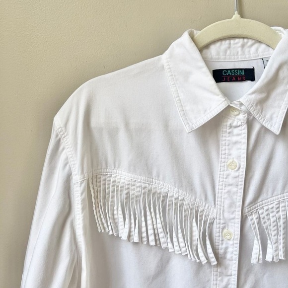 Vintage Western Fringe Shirt Women's Size M Medium White Line Dancing Country - Picture 12 of 12